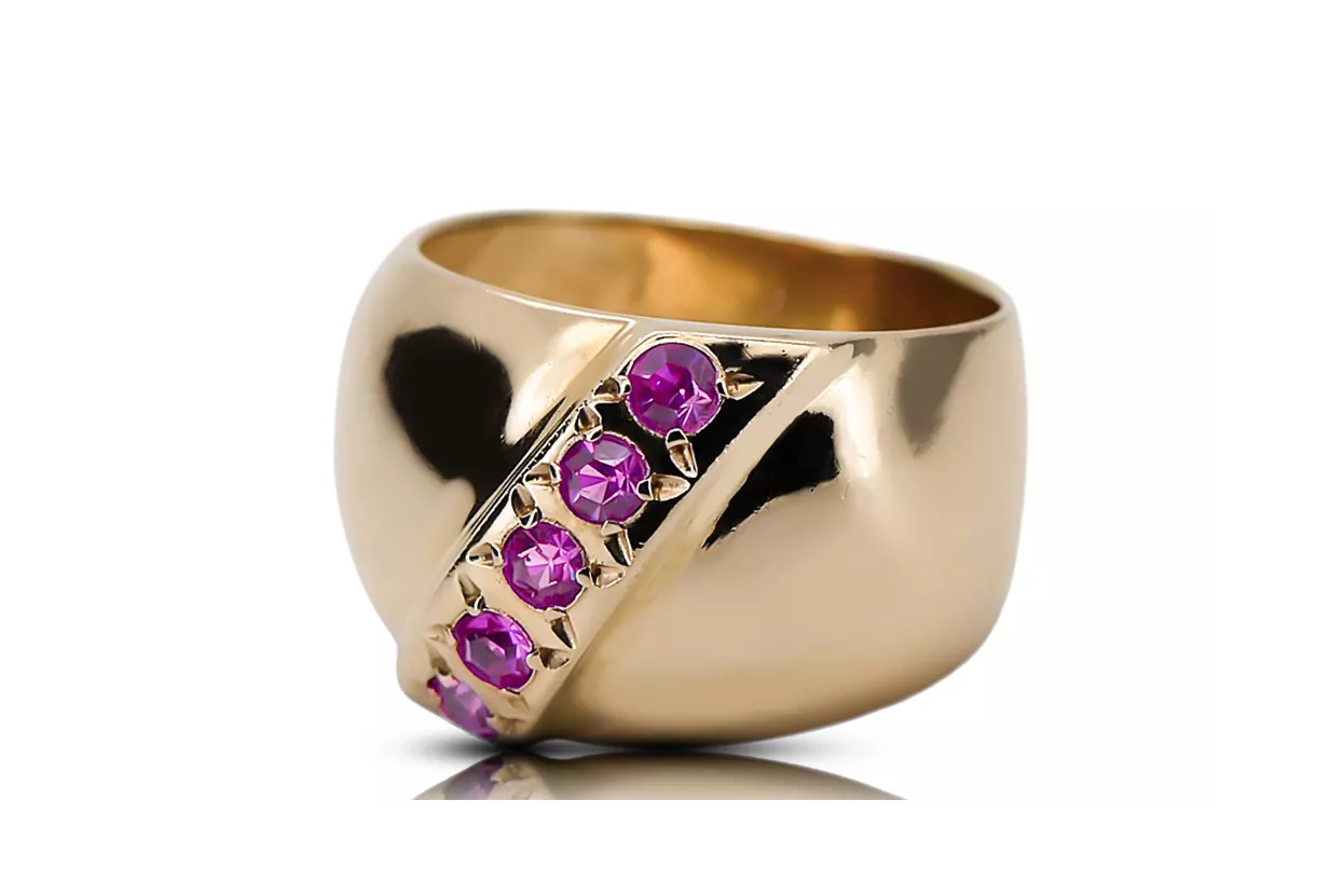 Ring Vintage Handwerk Amethyst 14 Karat Gelbgold vrc036y